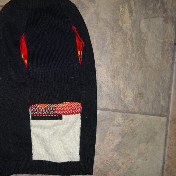 Christmas Black Dog Sweater Fireplace Mantel 3-D Stockings M Retail $38 FabDog - Picture 5 of 5